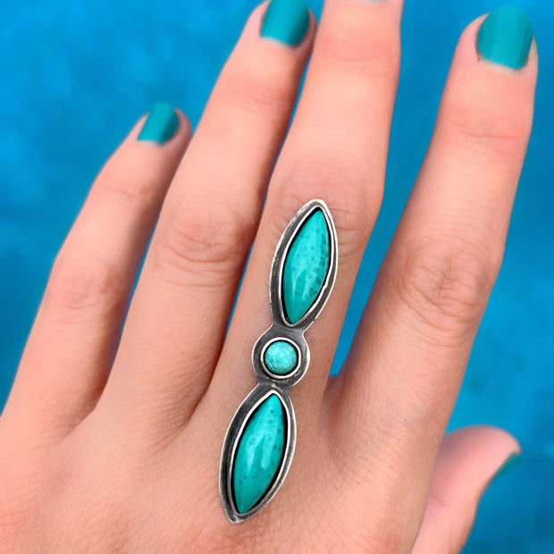 Marquise turquoise ring in silver