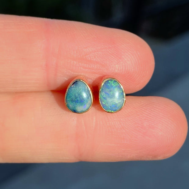 Australian opal stud earrings in 14K gold and gold-fill