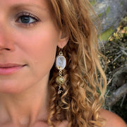 Cascading nature earrings in brass with 14K gold-filled ear wires