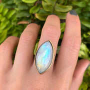 Rainbow moonstone ring in 14K gold-fill