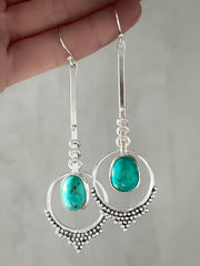 Turquoise pendulum earrings in silver