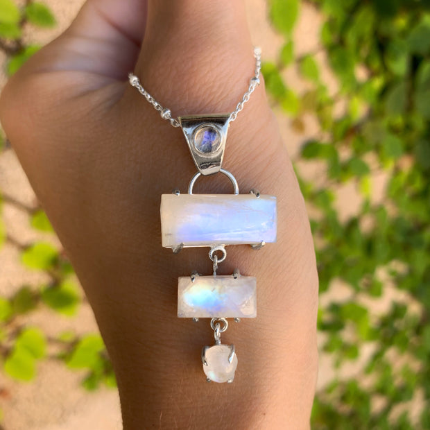 Cascading moonstone necklace in silver