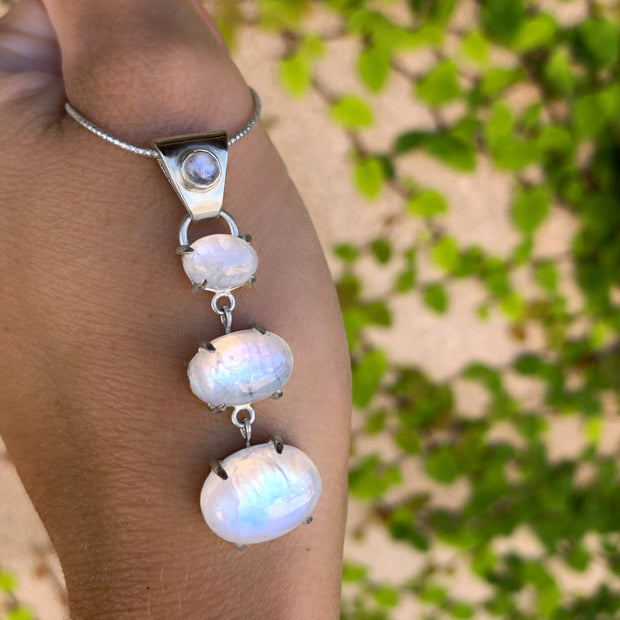 Cascading moonstone necklace in silver