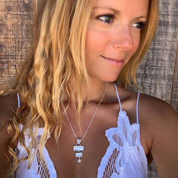 Cascading moonstone necklace in silver