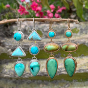 Cascading turquoise earrings in 14K gold and gold-fill