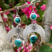 Turquoise moon earrings in silver