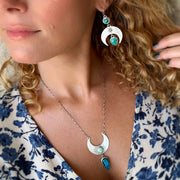 Turquoise moon earrings in silver