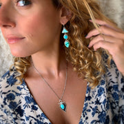 Cascading turquoise earrings in silver