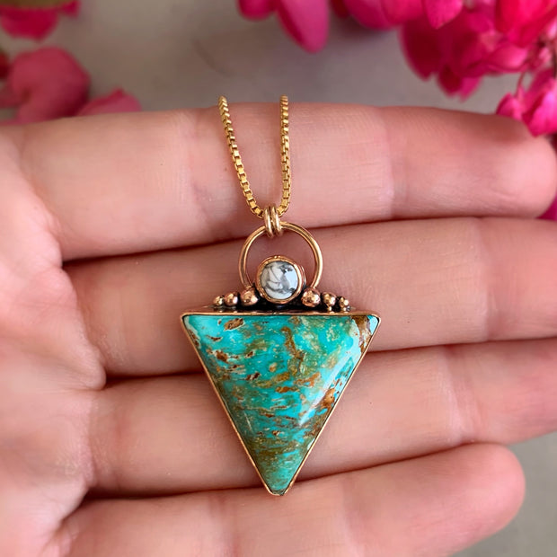 14K gold-fill triangle turquoise & howlite necklace