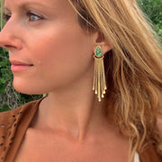 Brass turquoise studs with removable fringe and 14K gold-filled ear wires