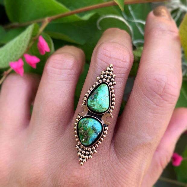 Sonoran Gold turquoise moon ring in 14K gold-fill