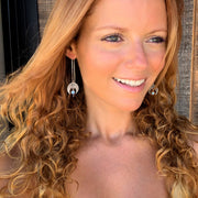 Made-to-order hand-stamped moon threader earrings with moonstone