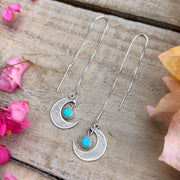 Moon threader earrings with turquoise "star" dangle