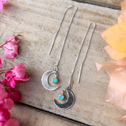 Moon threader earrings with azure opal "star" dangle