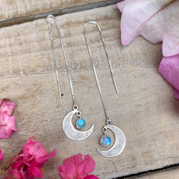 Moon threader earrings with moonstone "star" dangle