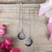 Moon threader earrings with moonstone "star" dangle