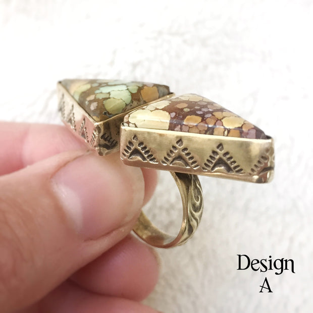 brass double triangle ring
