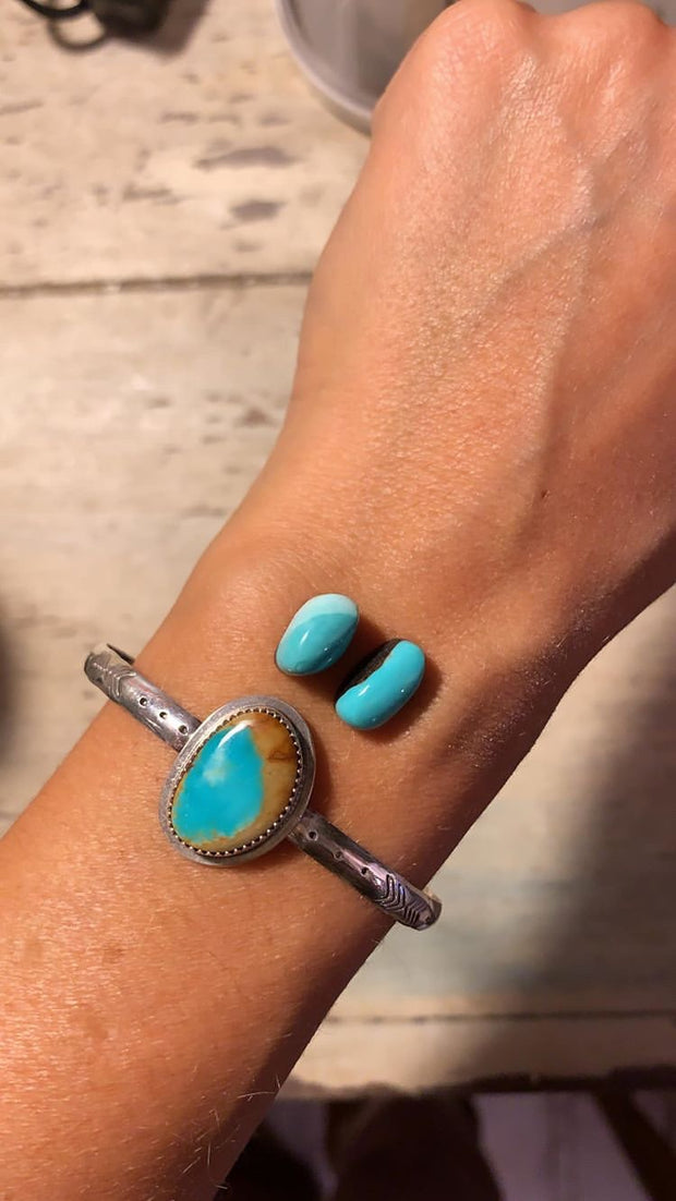RESERVED FOR GLORIA - Custom turquoise stud earrings with removable hoops