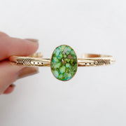 Stamped 14K gold turquoise cuff