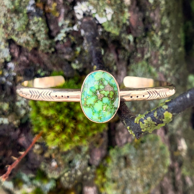 Stamped 14K gold turquoise cuff