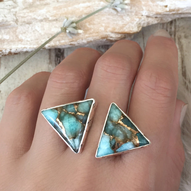 Made-to-order double triangle ring