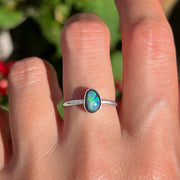Australian opal ring in silver (size 5-3/4)