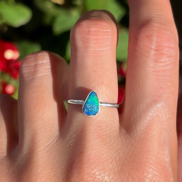 Australian opal ring in silver (size 6)