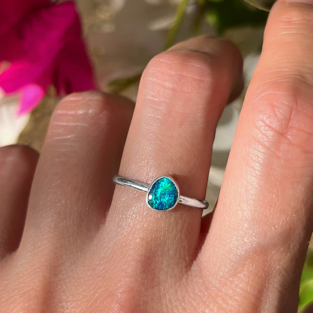 Australian opal ring in silver (size 7)