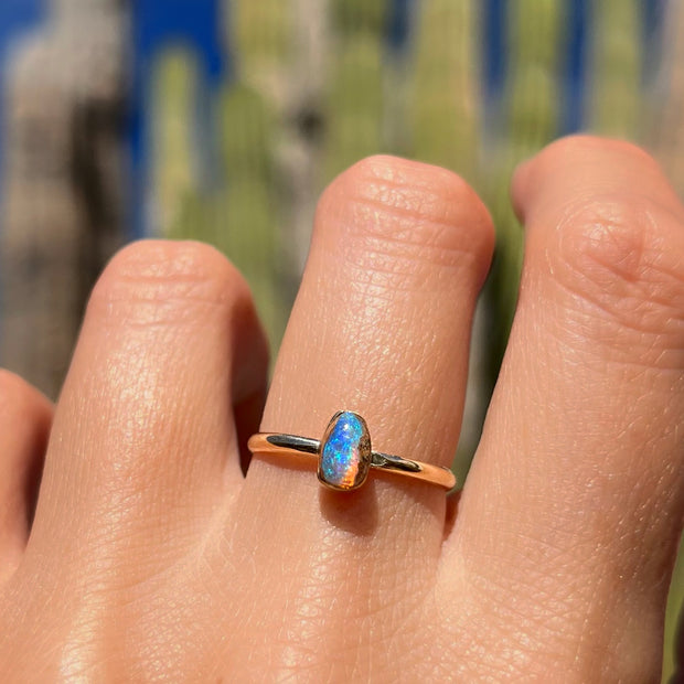 Australian pipe opal ring in 14K gold-fill (size 6-1/4)