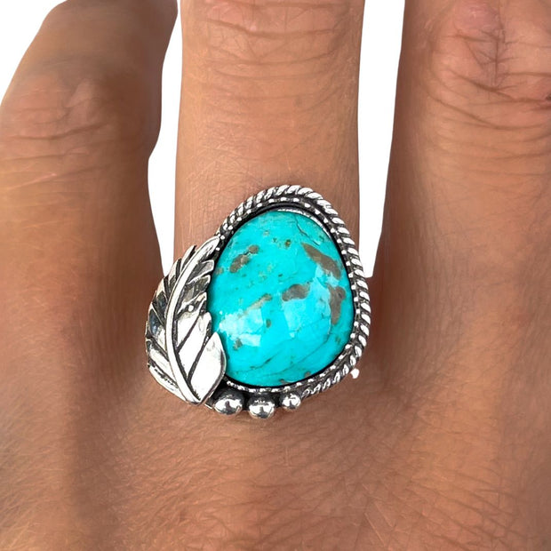 Turquoise Mountain ring in silver