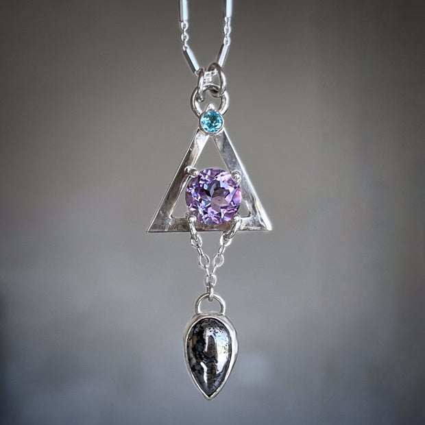 Triangle necklace with optional native silver dangle