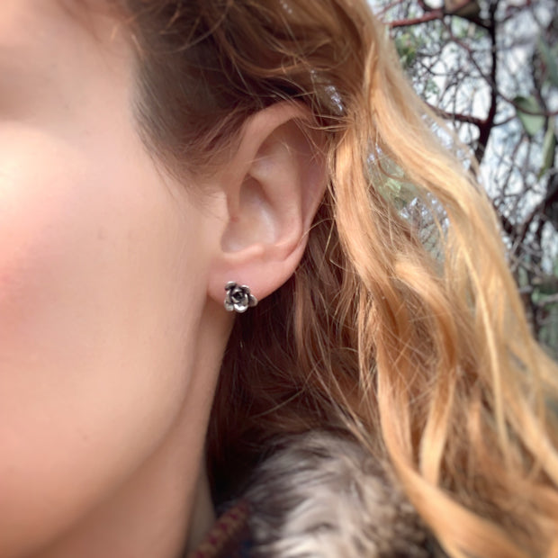 Silver succulent stud earrings