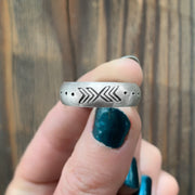Stamped sterling silver unisex ring - size 8