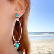 Turquoise studs with removable dangly turquoise hoops