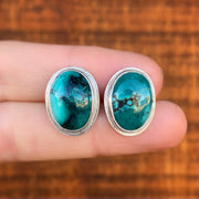 Turquoise studs with removable howlite hoops in silver