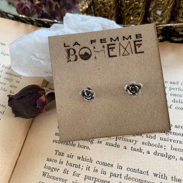 Silver succulent stud earrings