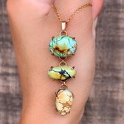 Cascading turquoise necklace in 14K gold-fill