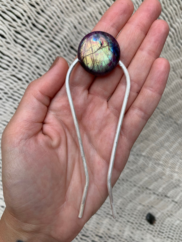 RESERVED FOR CHRISTINA - Deposit on labradorite hair fork