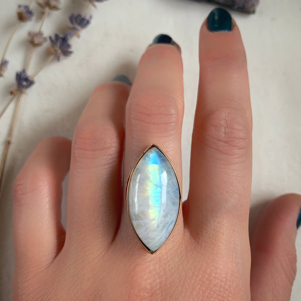 Moonstone in 14K gold-fill for ring, cuff, necklace or hair fork