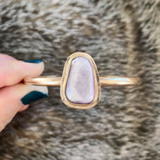 14K gold-fill stacking cuff with rare flashy lepidolite