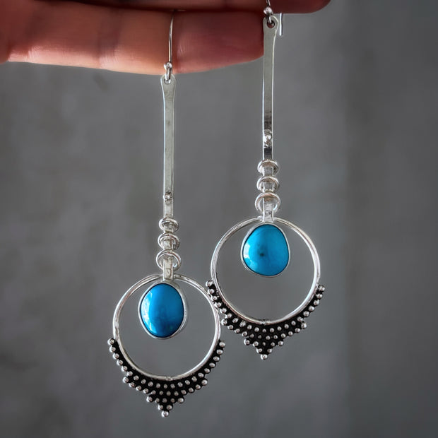 Turquoise pendulum earrings in silver